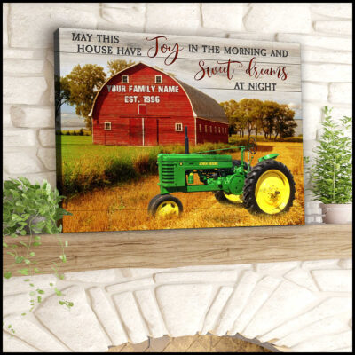 Custom Name and Date Farmhouse Wall Personalized Country Farm Tractor Canvas Print Canvas Art