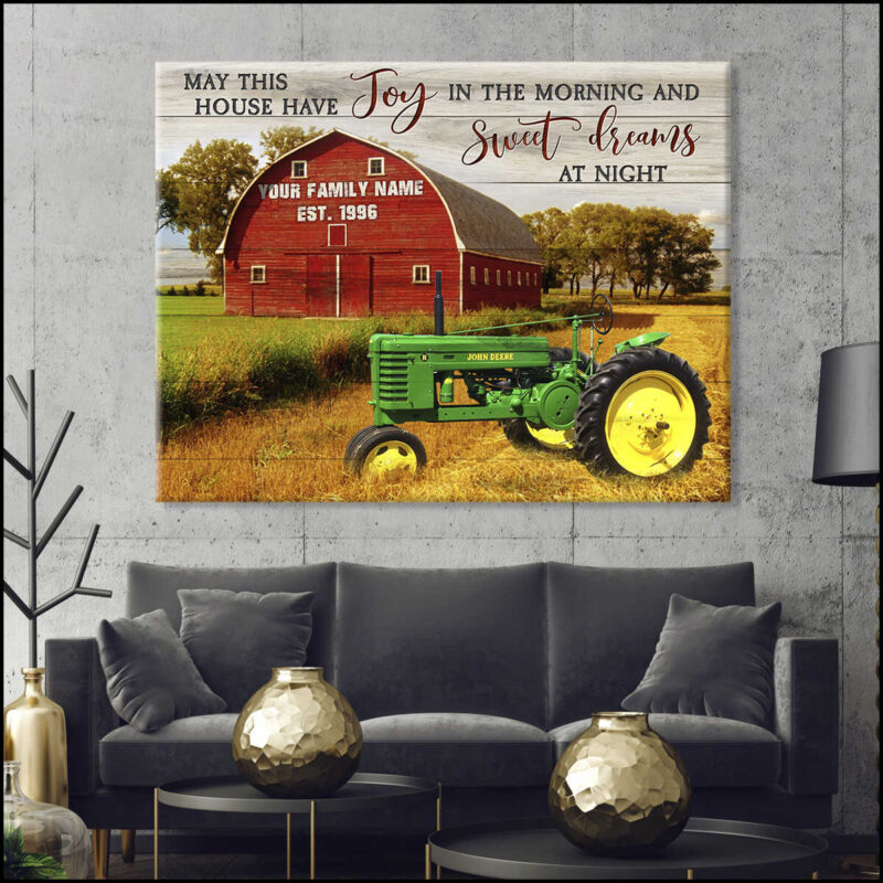 Custom Name And Date Farmhouse Wall Personalized Country Farm Tractor Canvas Print Canvas Art Illustration 3