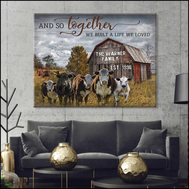 Custom Canvas Prints Loved Cattle And Old Barn