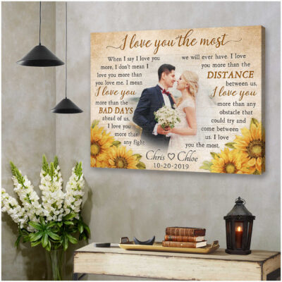 Couple Customized Wedding Anniversary Gift Photo I Love You The Most Wall Art Canvas Gifts Illustration 3