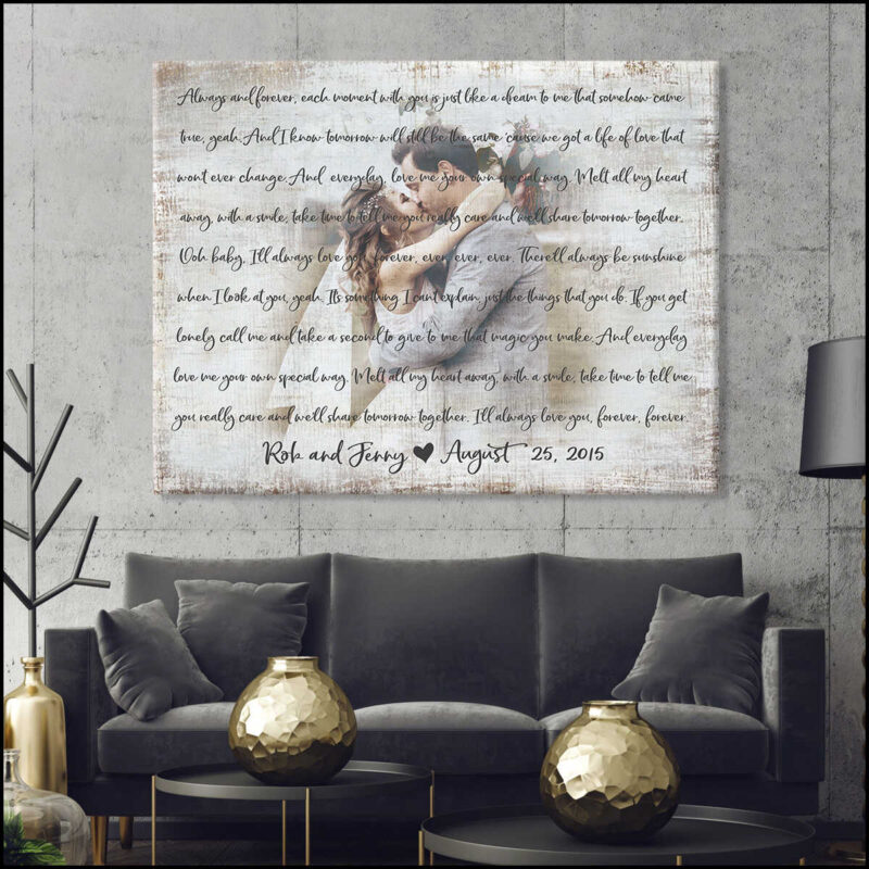 Cutomized Wedding Lyric Song Wedding Anniversary Gift Canvas Print Wall Art Décor Illustration 2