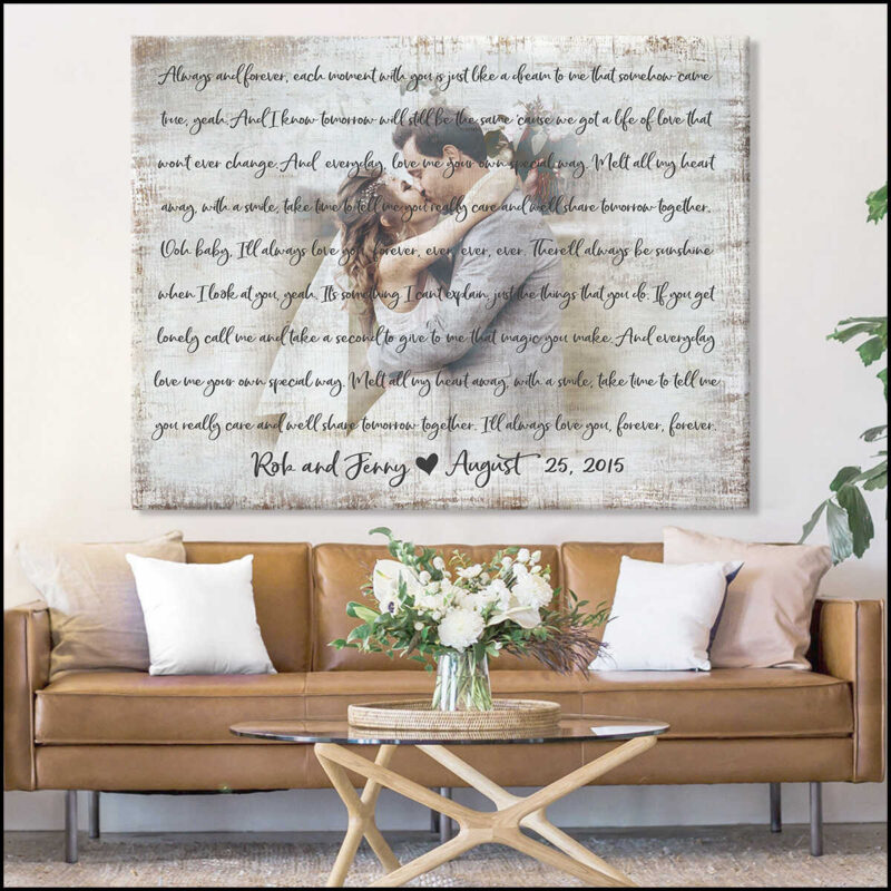 Cutomized Wedding Lyric Song Wedding Anniversary Gift Canvas Print Wall Art Décor Illustration 4