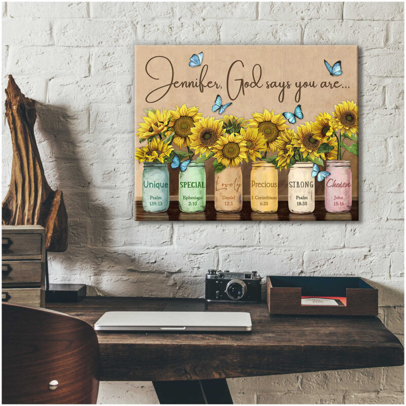 Personalized Gift For Daughter Sunflower God Say You Are Canvas Print Art Illustration 1