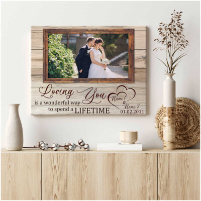 Wonderful Personalized Wedding Gifts Bride To Groom Loving You Canvas Print Illustration 3