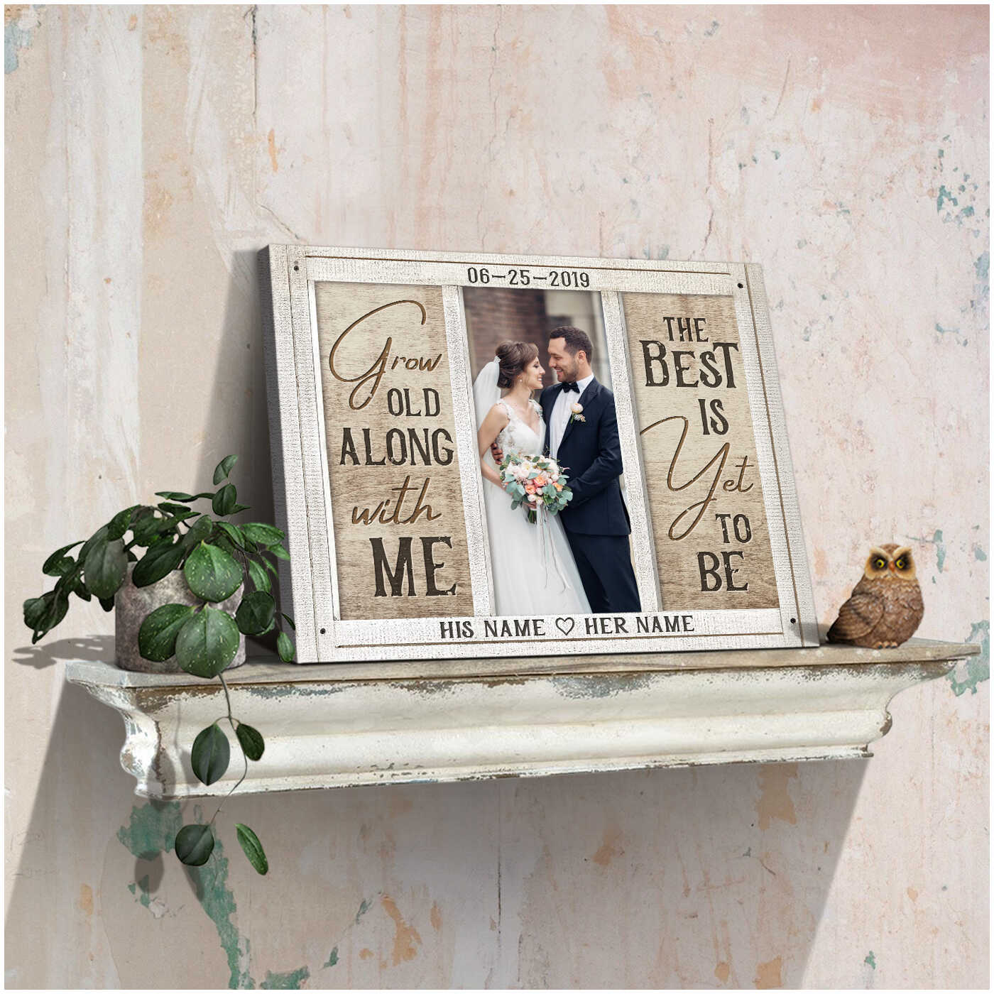 PERSONALISED WEDDING PHOTO Frame Gifts Presents For Bride and Groom Anniversary 