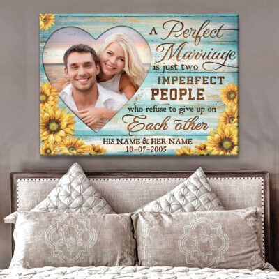 Custom Canvas Prints Personalized Wedding Anniversary Photo A Perfect Marriage Sunflowers Wall Art Decor Ohcanvas