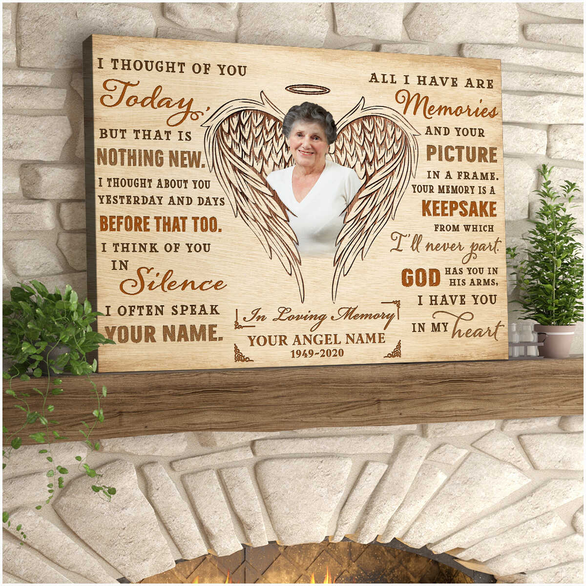 Thoughts of You Angel Wings Plaque Sign Home Decor Interior Gift Present 