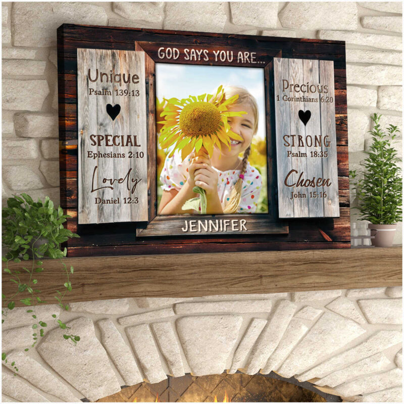 Personalized Daughter Photo Gifts God Says You Are Farmhouse Print Art Decor Canvas