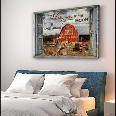 Custom Canvas Prints Anniversary Wedding Gifts Wood Window And Loving Buck And Doe Farmhouse Wall Art Decor Ohcanvas Illustration 1