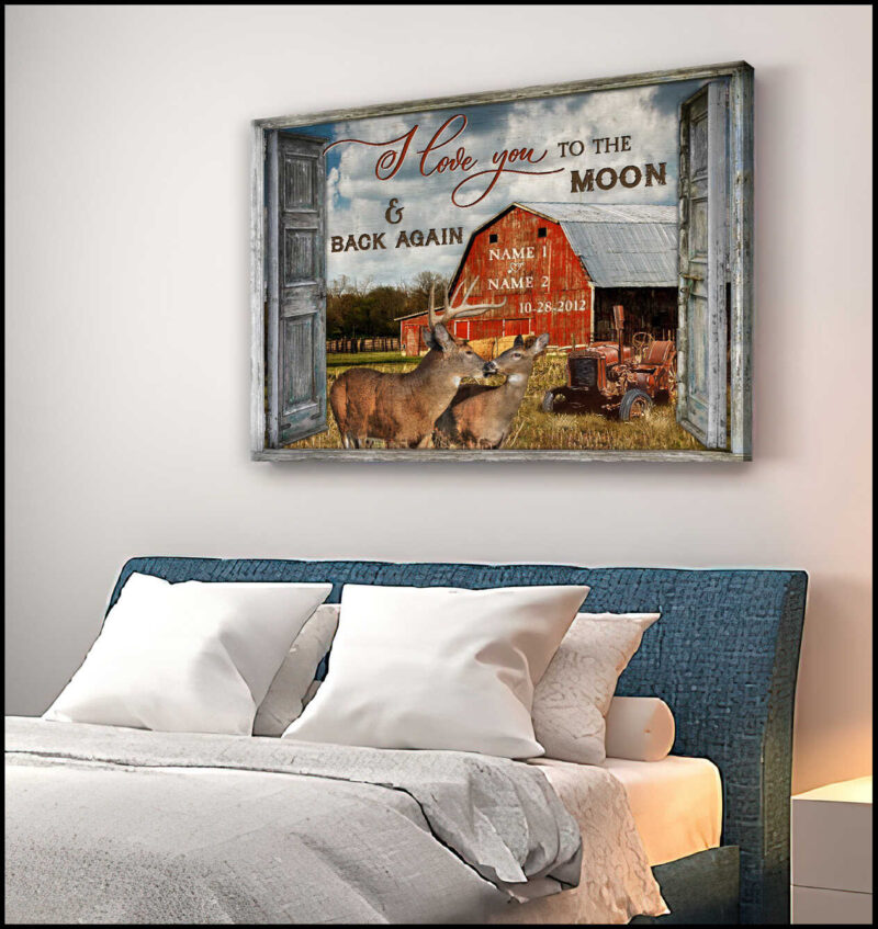 Custom Canvas Prints Anniversary Wedding Gifts Wood Window And Loving Buck And Doe Farmhouse Wall Art Decor Ohcanvas Illustration 1