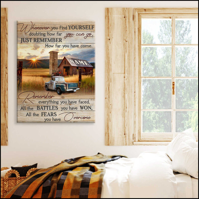 Farmhouse Wall Decor Living Room Inspiration Art Truck And Farm Canvas Print (Illustration-2)