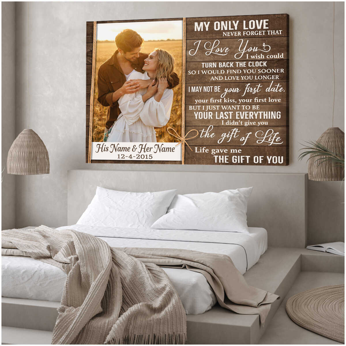 .com: Personalized Canvas Wall Art For Boyfriend Him From
