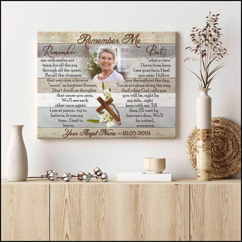 Remember Me Memorial Canvas Wall Art Gift For Him