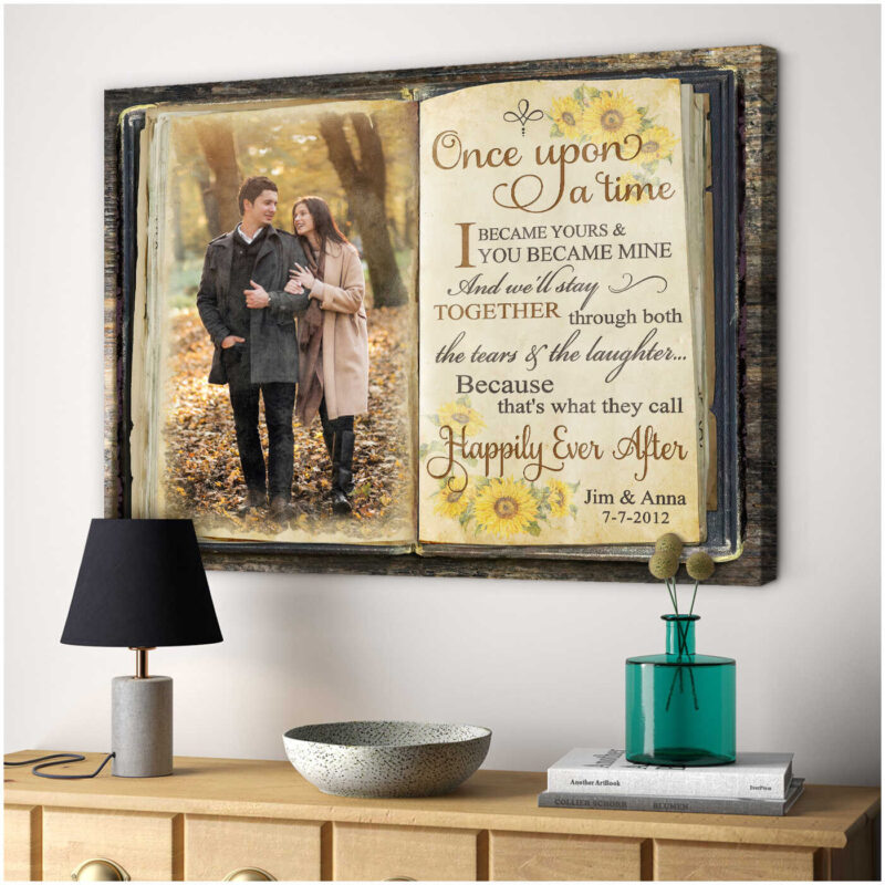 Custom Wedding Anniversary Gift Once Upon A Time Canvas Wall Art Ohcanvas Illustration 1