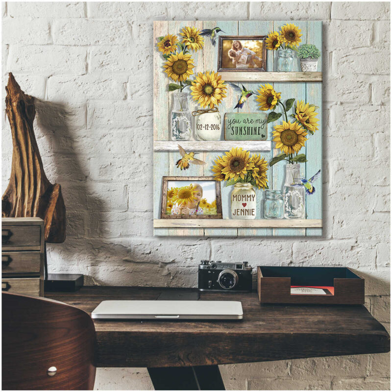 Customized Sunflower For Daughter You Are My Sunshine Canvas Print Wall Art Illustration 3