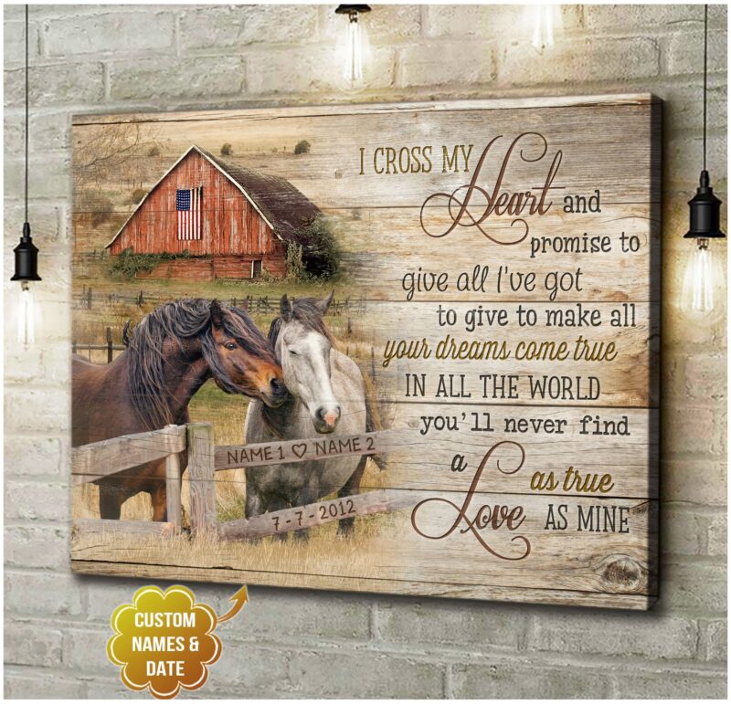 Couple Horse I Cross My Heart 3Rd Wedding Anniversary Gifts Canvas Print