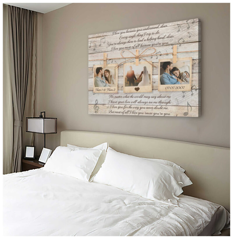 Personalized Anniversary Gift Canvas Print With Wedding Song Lyrics Illustration 3
