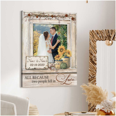 Customized Wedding Anniversary Present All People Fell In Love Canvas Print Illustration 2