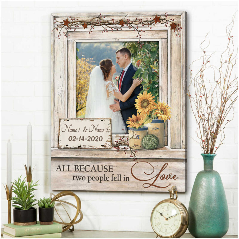 Customized Wedding Anniversary Present All People Fell In Love Canvas Print Illustration 3