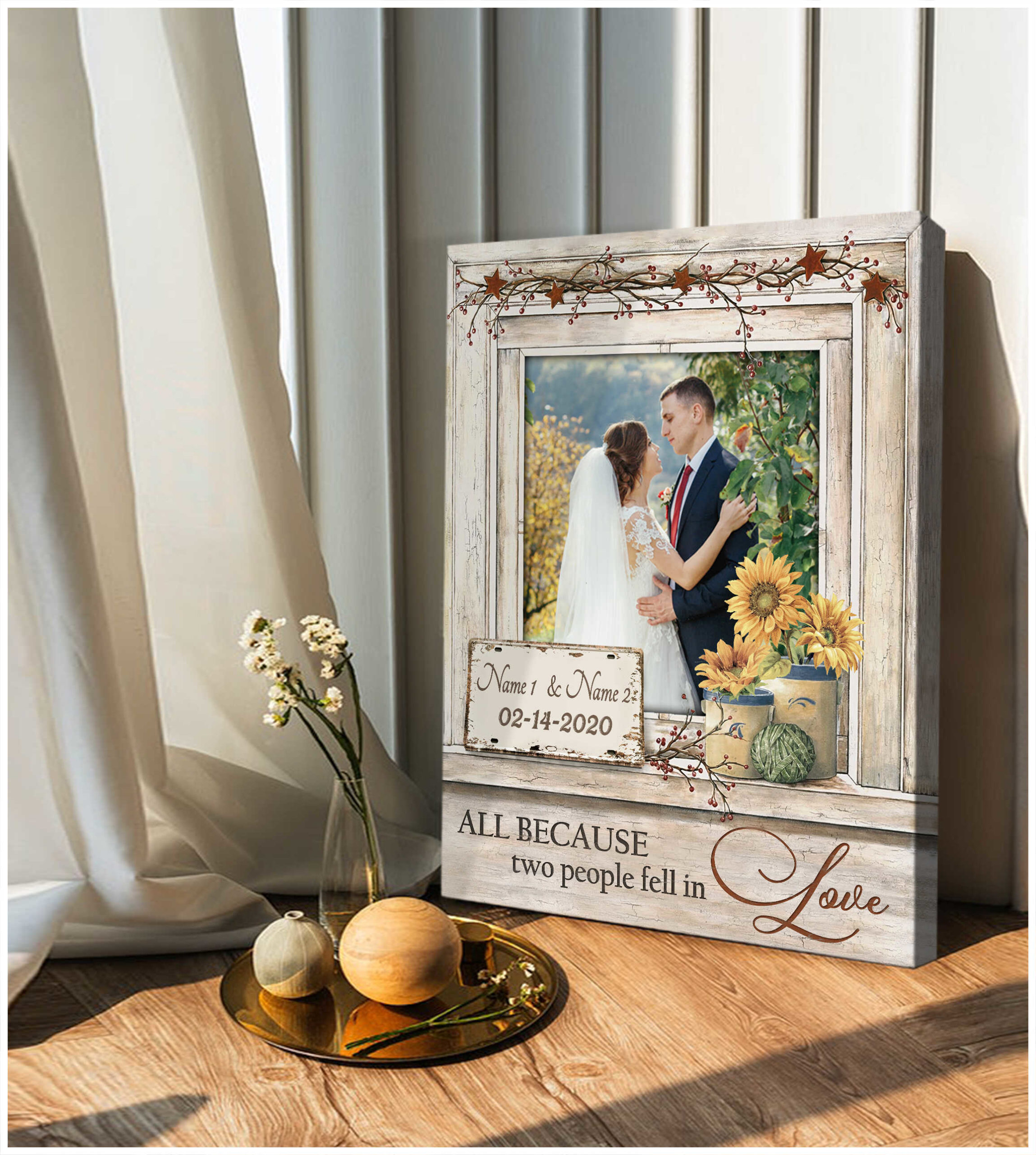 Customized Wedding Anniversary Present All People Fell In Love Canvas Print Illustration 4