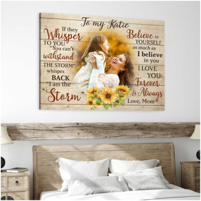 Customized Photo Canvas Print Gift For Daughter Sunflower Wall Art Decor