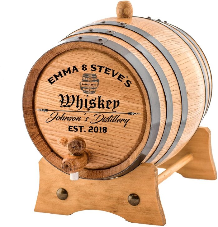 Walnut Wood Whiskey Barrel - best housewarming gifts for guys