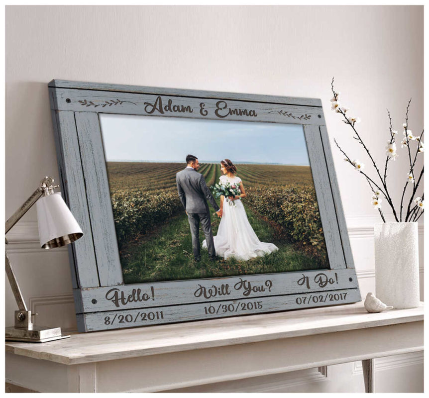 Hello - Will You - I Do Personalized Anniversary Date With Photo Canvas