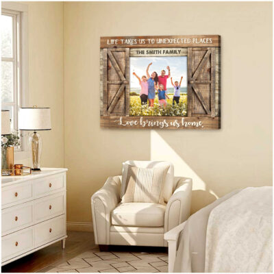 Custom Canvas Prints Family Personalized Photo Gifts Farmhouse Wall Decor Love Brings Us Home Ohcanvas (Illustration-1)