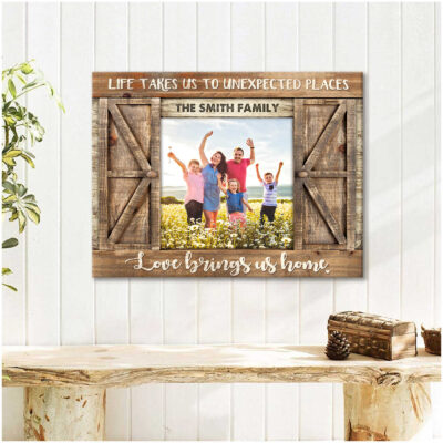 Custom Canvas Prints Family Personalized Photo Gifts Farmhouse Wall Decor Love brings us home Ohcanvas