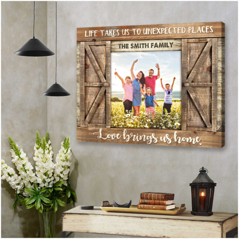 Custom Canvas Prints Family Personalized Photo Gifts Farmhouse Wall Decor Love Brings Us Home Ohcanvas (Illustration-3)