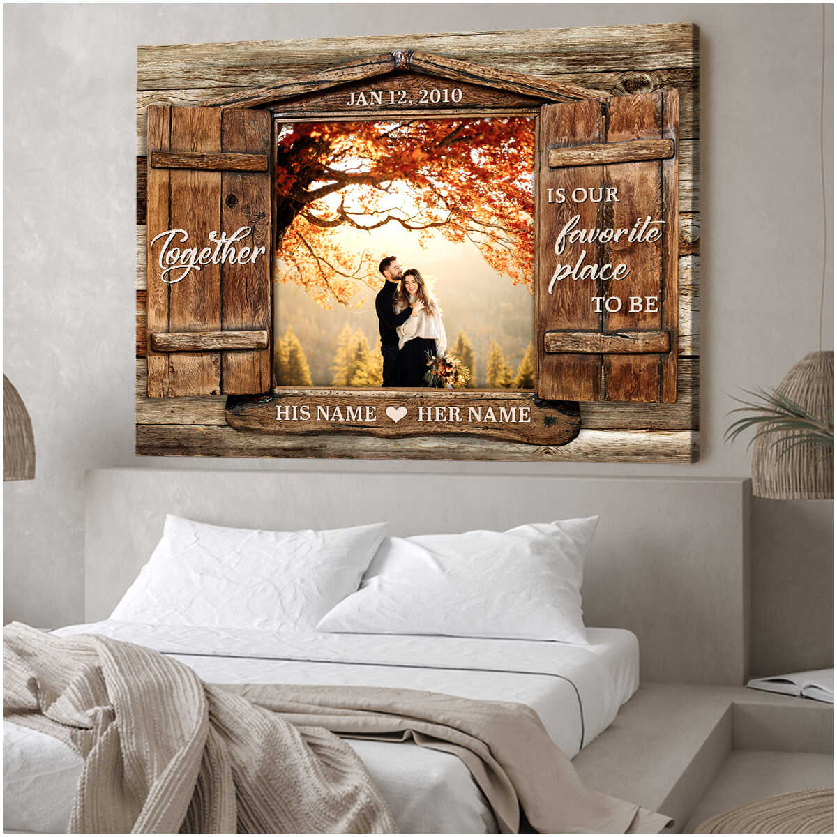Personalized Wedding Anniversary Gifts Custom Couple Name Canvas Print Illustration 1