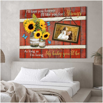 Personalized Photo Sunflower Gifts Gift For Daughter My Baby Canvas Print