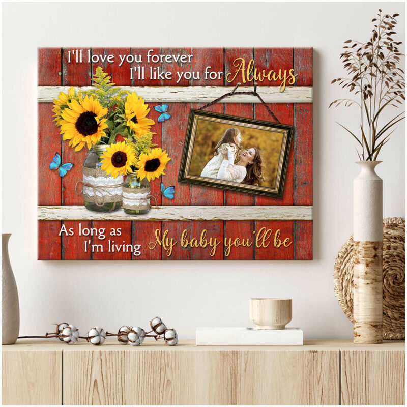 Personalized Photo Sunflower Gifts Gift For Daughter My Baby Canvas Print Illustration 2