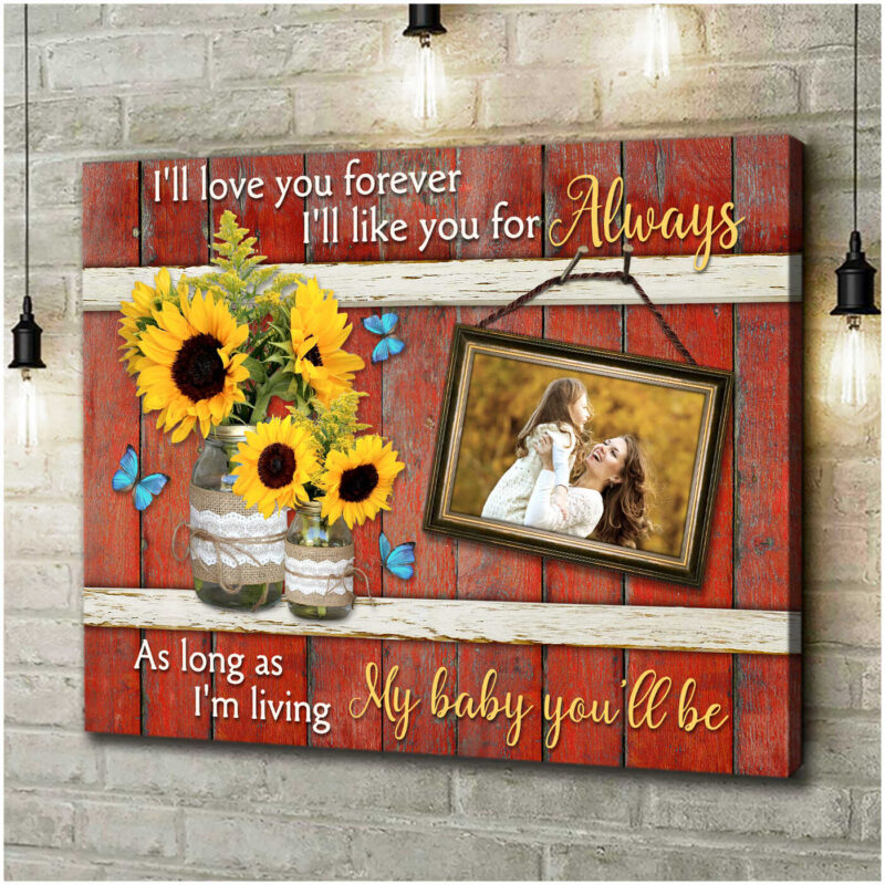Personalized Photo Sunflower Gifts Gift For Daughter My Baby Canvas Print Illustration 3