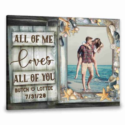 Couple Beach Personalized Gifts For Wedding Anniversary Frame All Of Me Loves Print Canvas