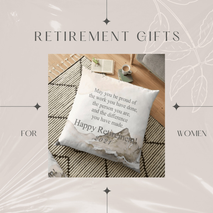 Happy retirement” Pillows - retirement gift ideas for women. 