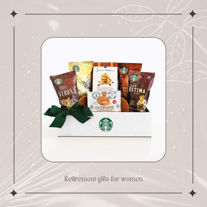 Gift Basket for Coffee and Cookies - best retirement gifts for women.