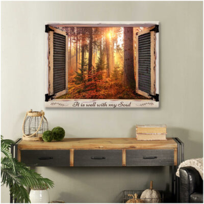 Canvas Wall Decor Beautiful Sunset Forest View It Is Well With My Soul Nature Art Ohcanvas (Illustration-2)
