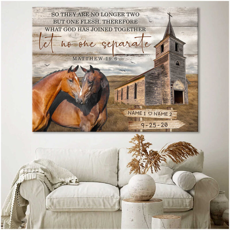 Custom Canvas Personalized Prints Wedding Anniversary &Amp; Birthday Gifts Farmhouse Farm Church Couple Horses Ohcanvas Illustration 1