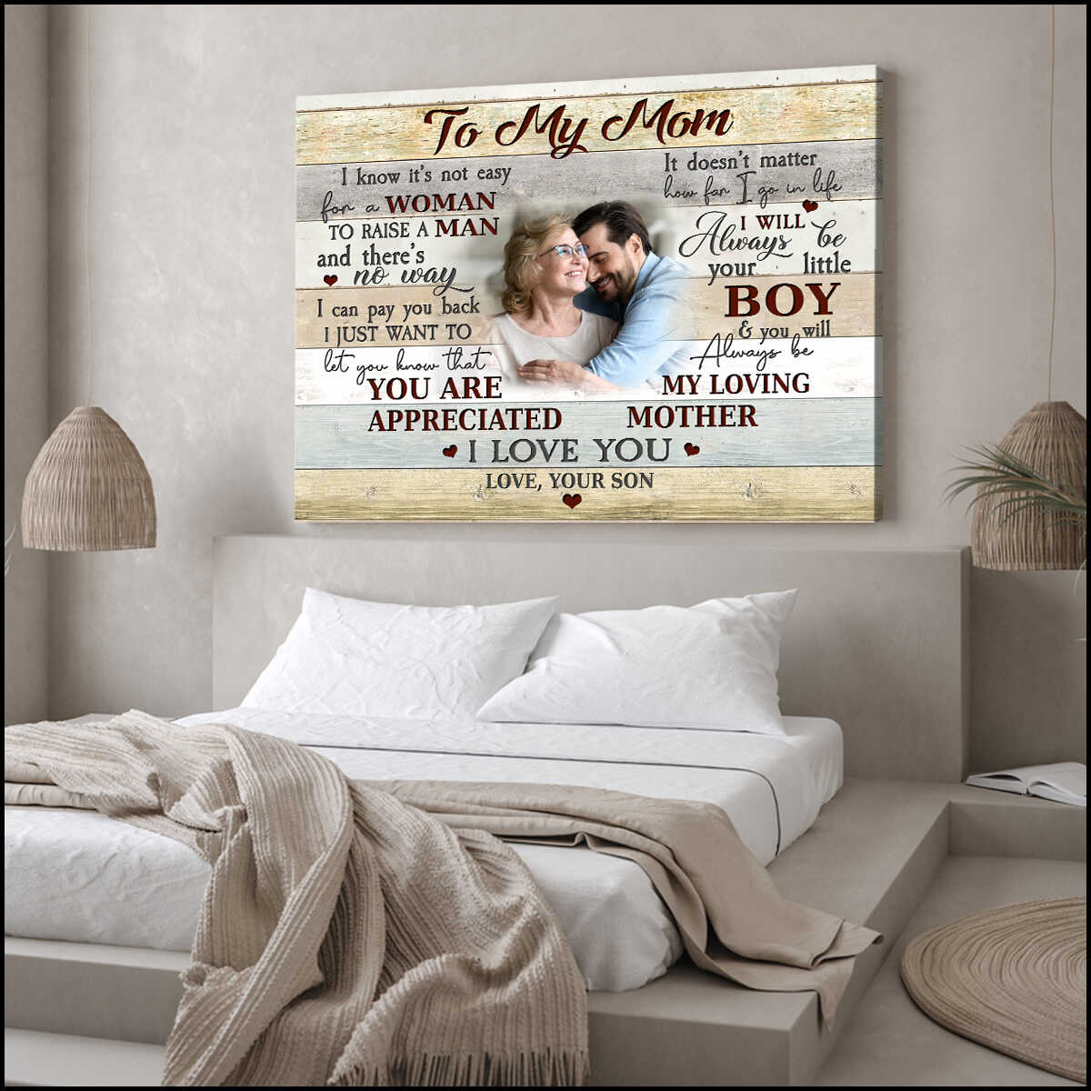 Personalized Photo Gifts For Mom And Son Canvas Prints Art Decor Illustration 1