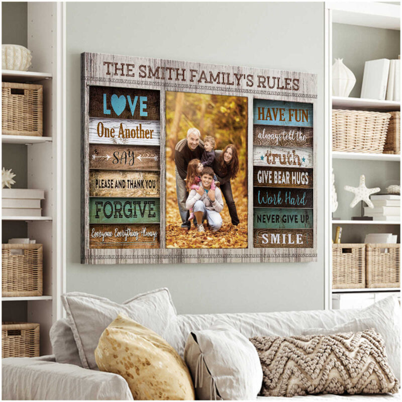 Custom Canvas Prints Family Rules For Farmhouse Wall Decor