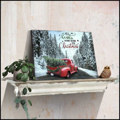 Canvas Wall Decor Christmas Gifts Red Truck All Hearts Come Home For Christmas Ohcanvas (Illustration-2)