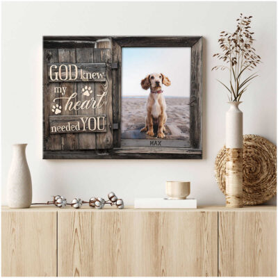 Custom Dog Gift For Owners Faux Rustic Window Canvas Wall Art Illustration 1