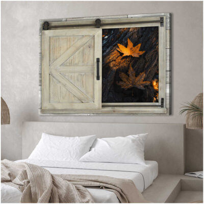 Canvas Wall Decor Window Yellow Leaves Fall