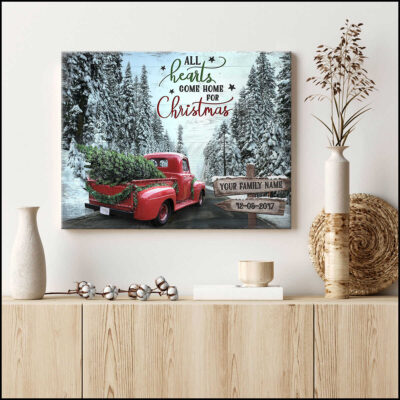Custom Canvas Prints Christmas Gifts Family Personalized Gifts All hearts come home for Christmas Wall Decor Ohcanvas (illustration-1)
