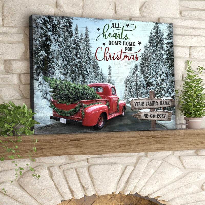 Custom Canvas Prints Christmas Gifts Family Personalized Gifts All Hearts Come Home For Christmas Wall Decor Ohcanvas (Illustration-2)
