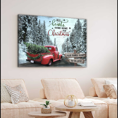 Custom Canvas Prints Christmas Gifts Family Personalized Gifts All hearts come home for Christmas Wall Decor Ohcanvas