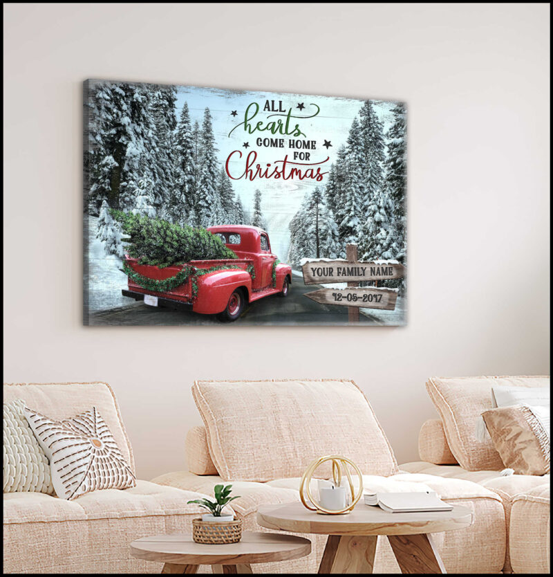 Custom Canvas Prints Christmas Gifts Family Personalized Gifts All Hearts Come Home For Christmas Wall Decor Ohcanvas