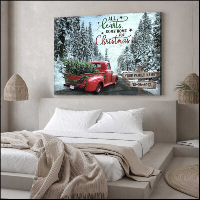 Custom Canvas Prints Christmas Gifts Family Personalized Gifts All Hearts Come Home For Christmas Wall Decor Ohcanvas (Illustration-3)