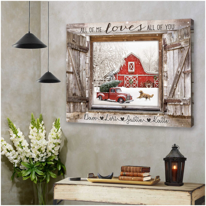 Custom Canvas Prints Christmas Gifts Personalized Gifts Winter Barn Window All Of Me Loves All Of You Ohcanvas (Illustration-3)